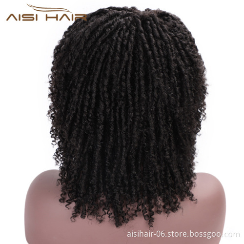 Aisi Hair Synthetic Wigs For Black Women Crochet Braids Twist Faux Locs Braids Hairstyle Long Afro Black Hair for Women